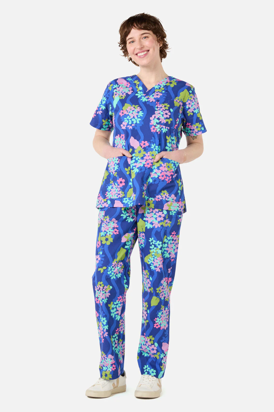 Blue Blooms Scrub Set