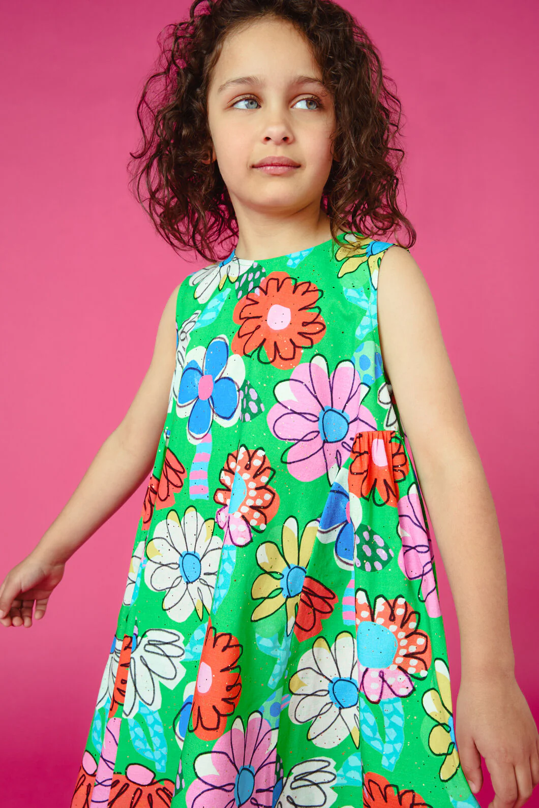 Cut Out Floral Kids Splice Dress