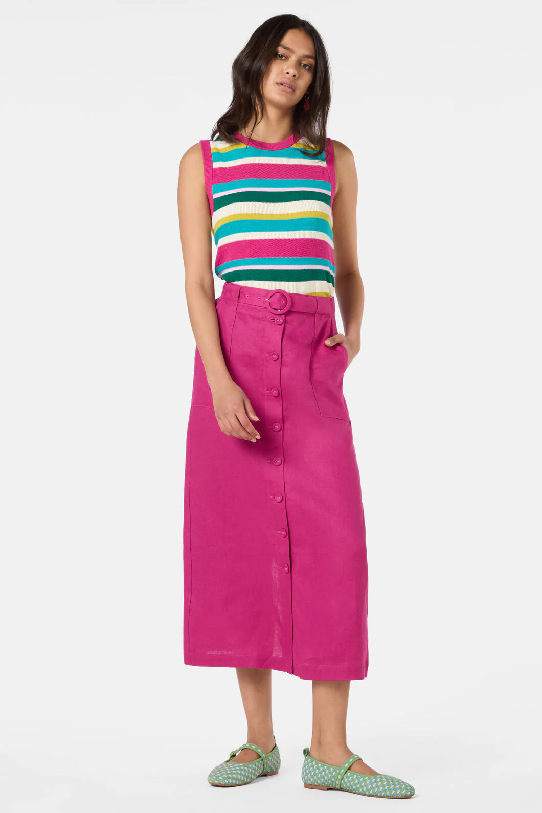 Dahlia Linen Midi Skirt