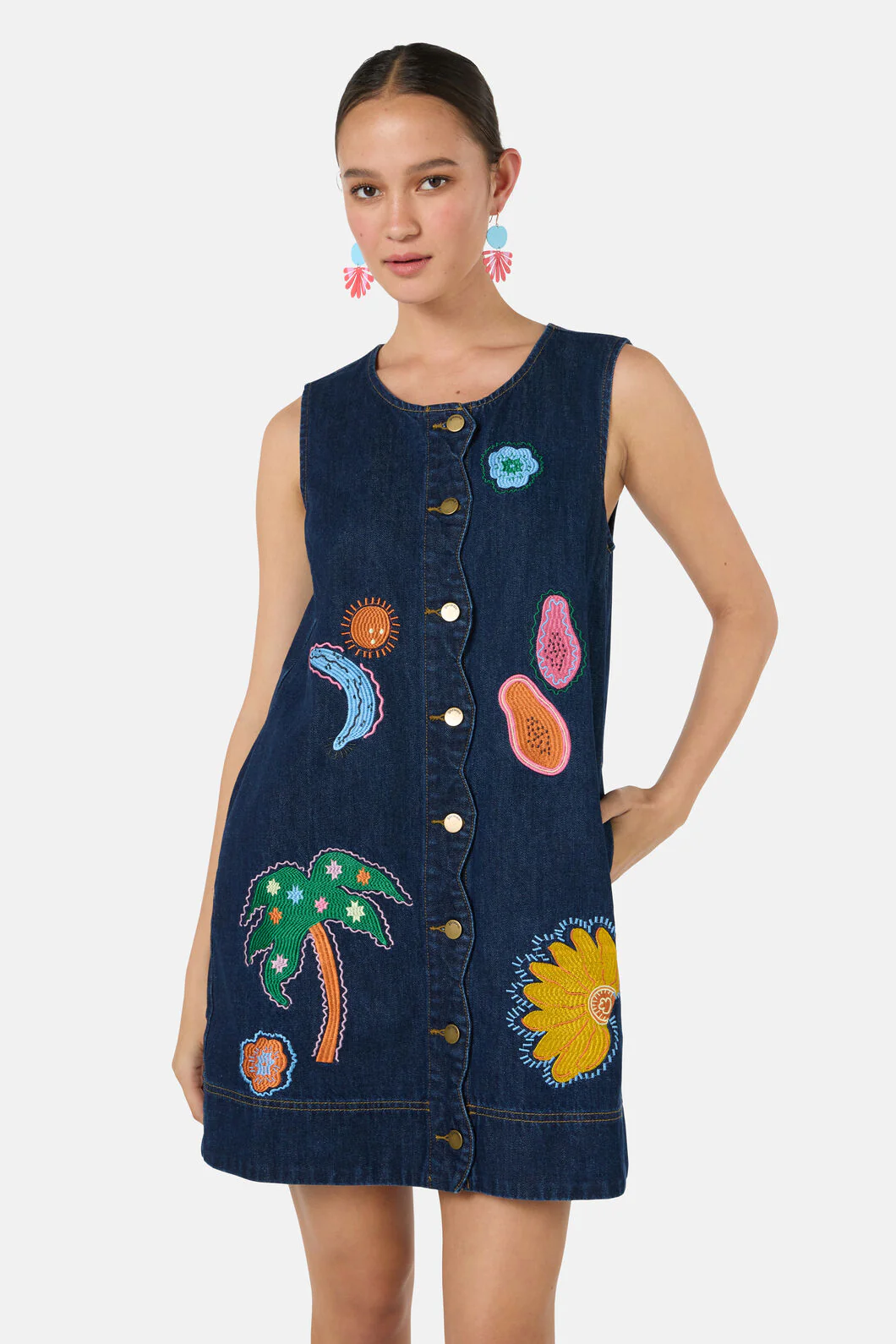 Forest Fruits Denim Pinny Dress