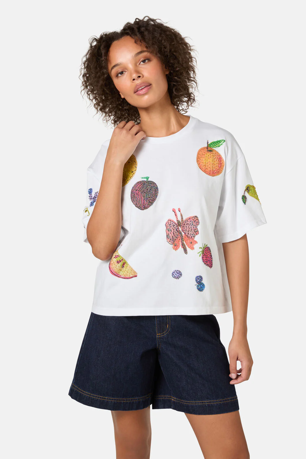 Fruit Beaded Oversized Tee