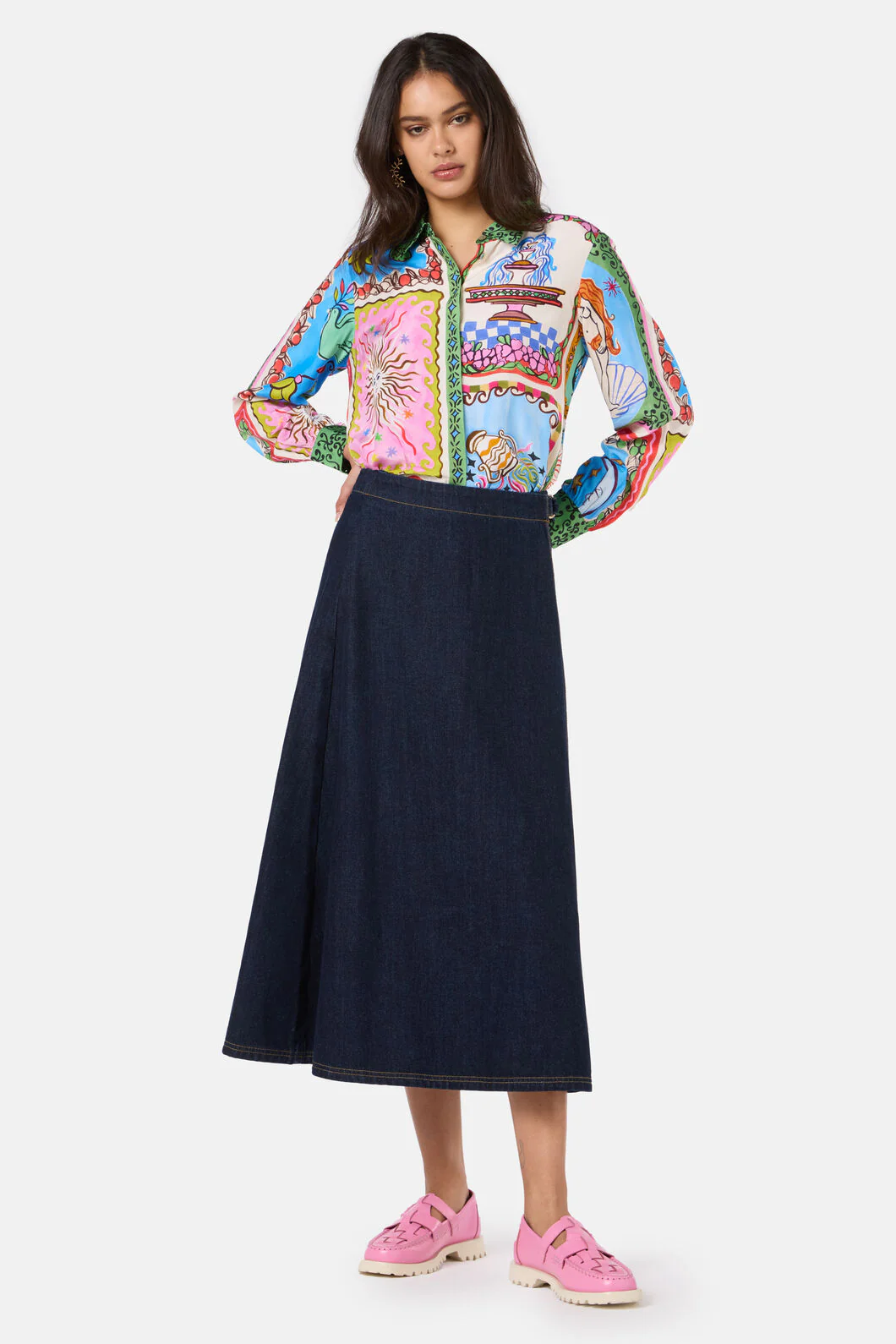 Garden Denim Wrap Skirt