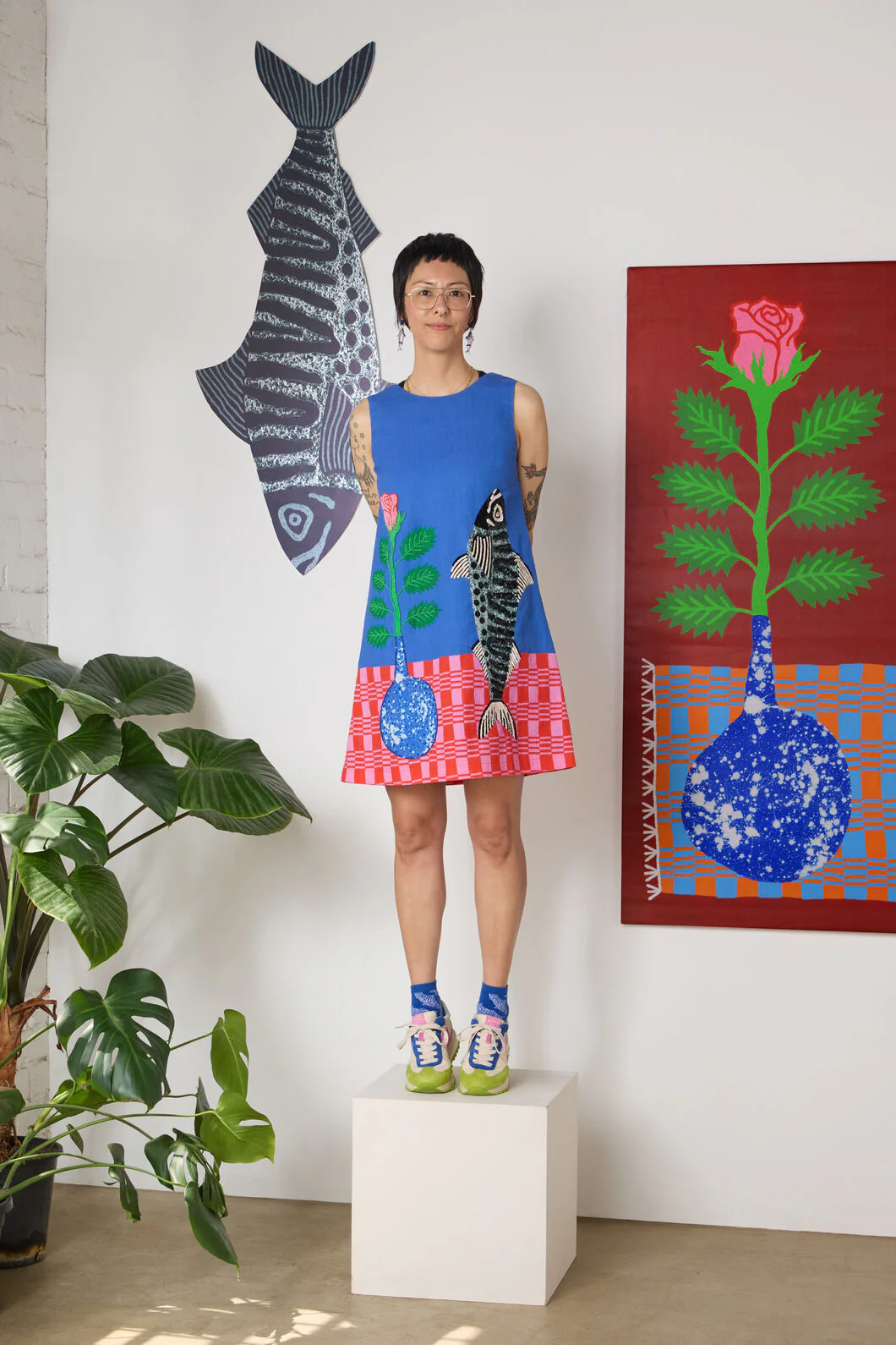 Gone Fishing Print Shift Dress
