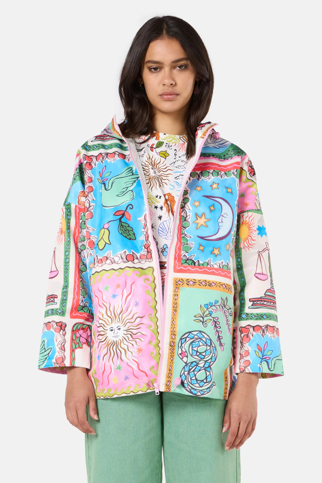 Fortune Print Raincoat