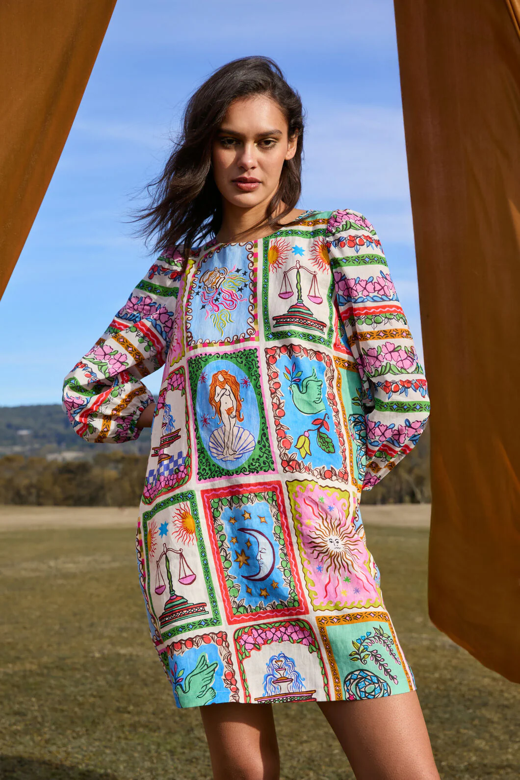 Fortune Print Swing Dress