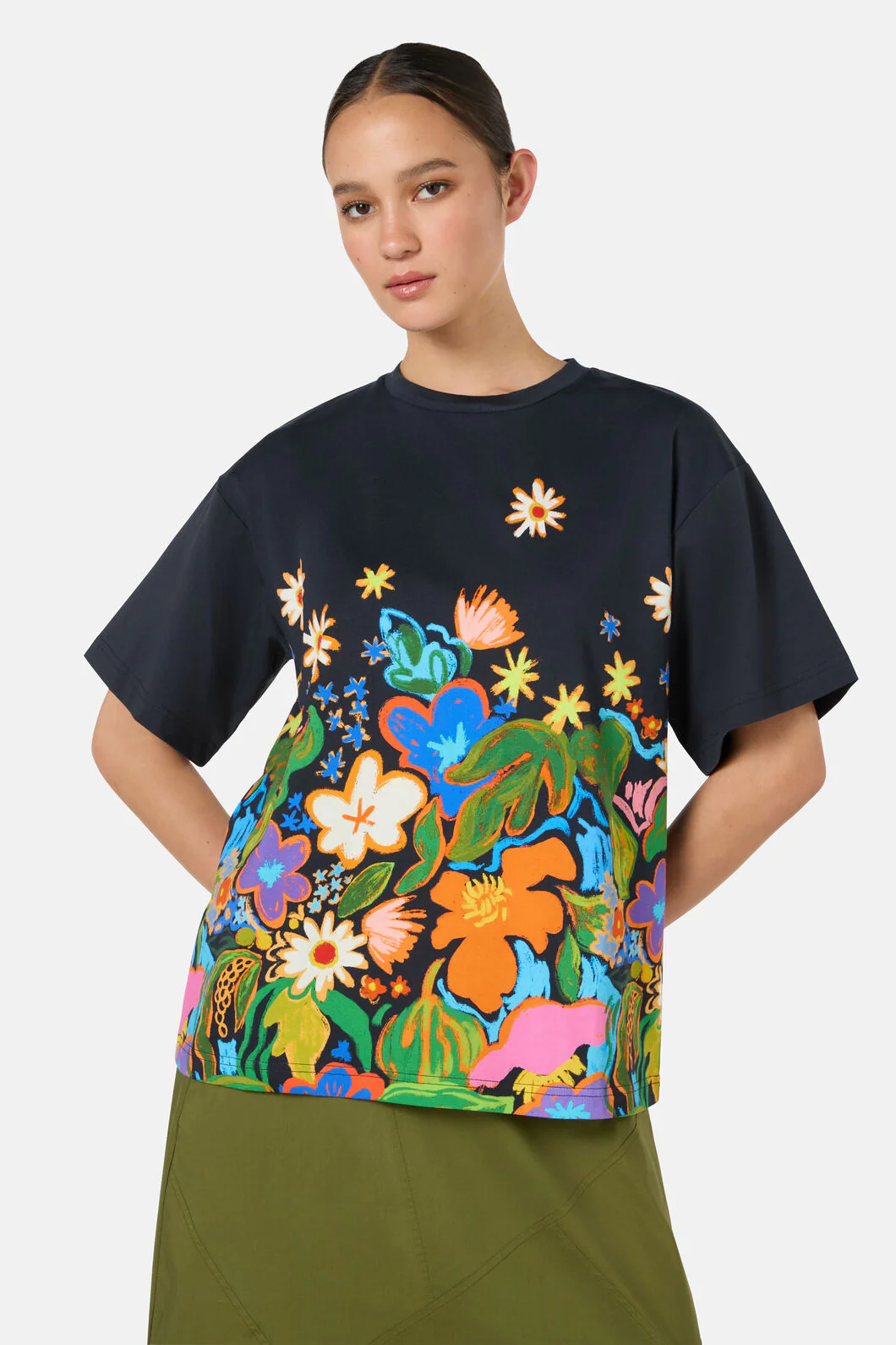 Midnight Garden Placement Oversized Tee