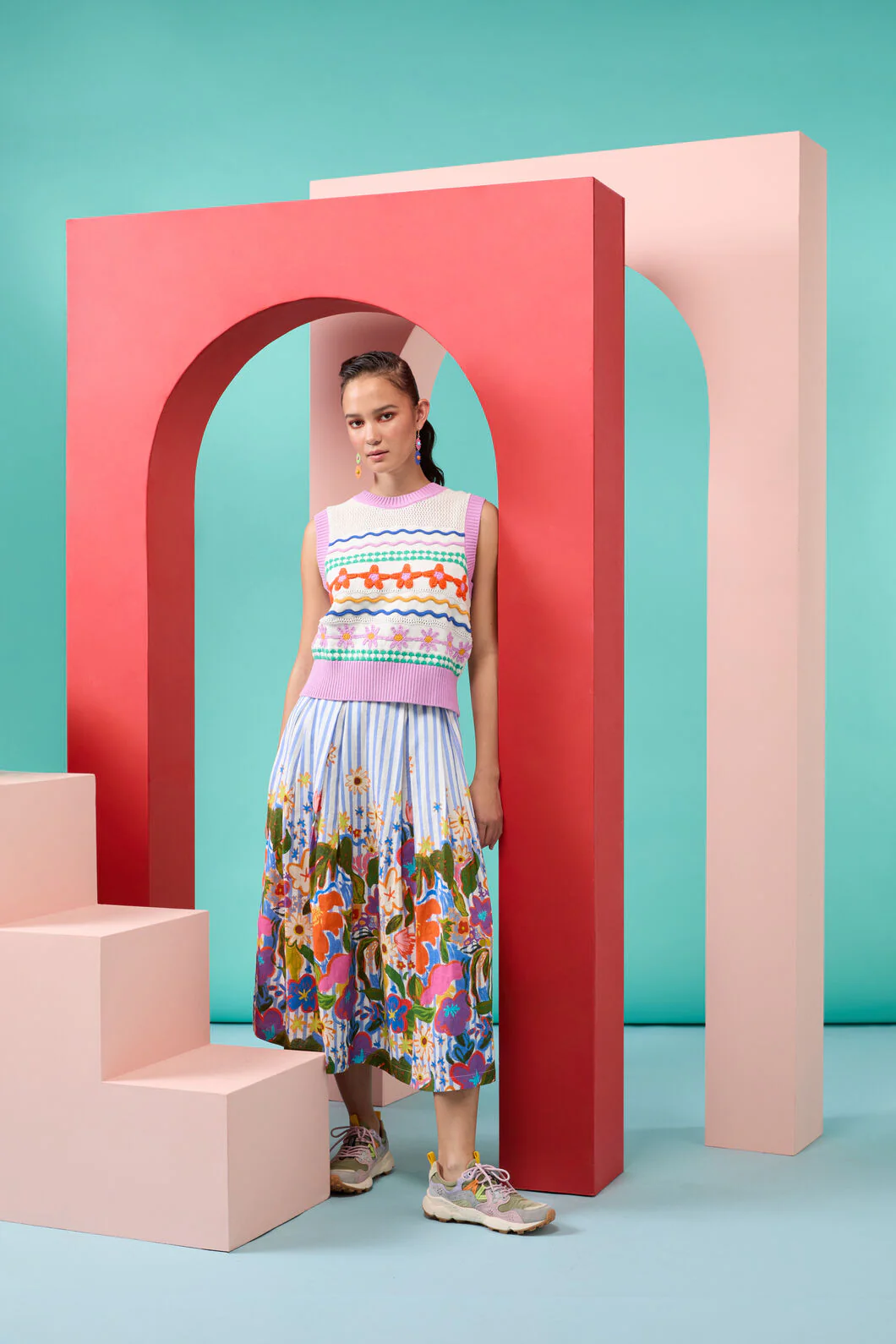 Midnight Garden Stripe Skirt