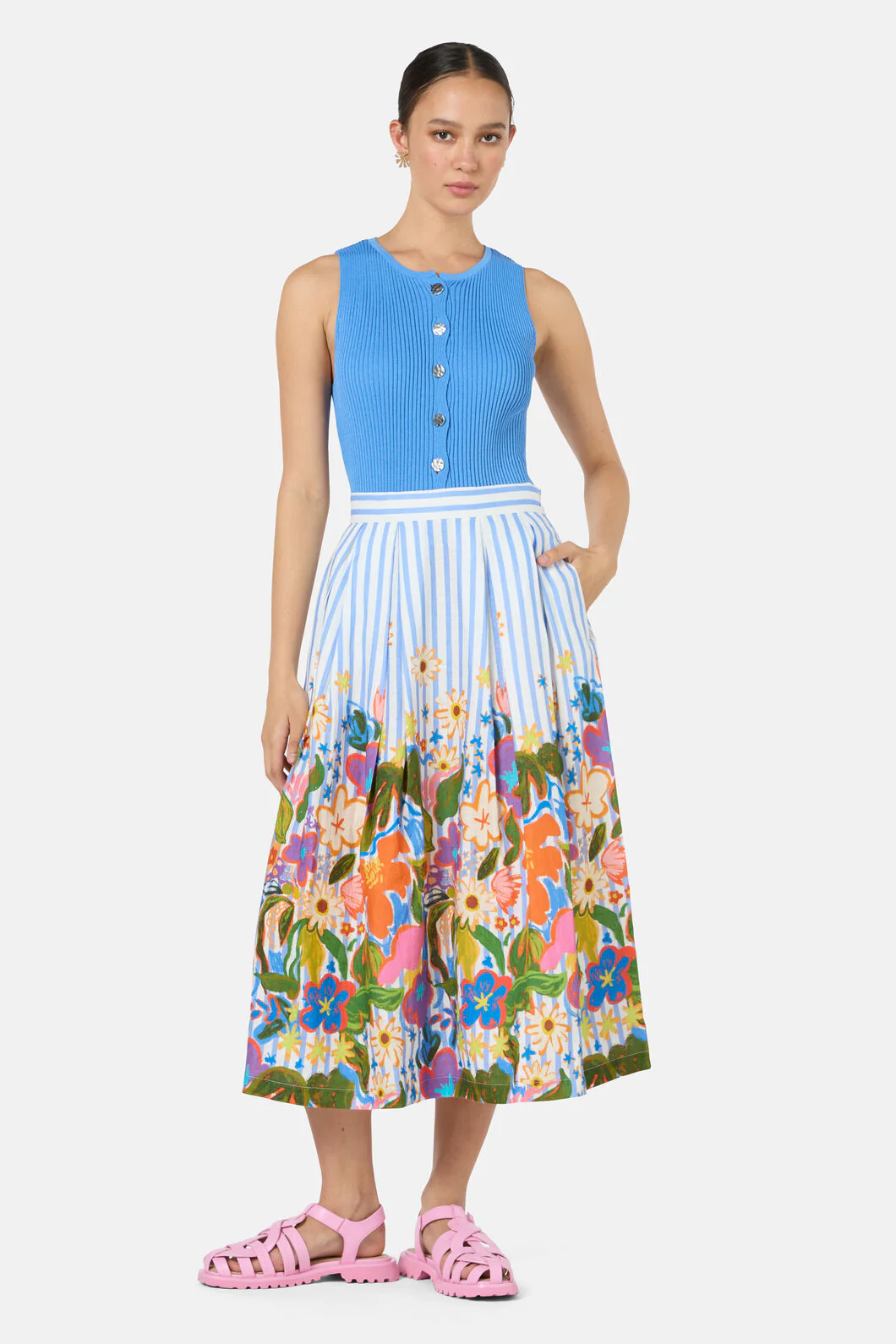 Midnight Garden Stripe Skirt - Image 2