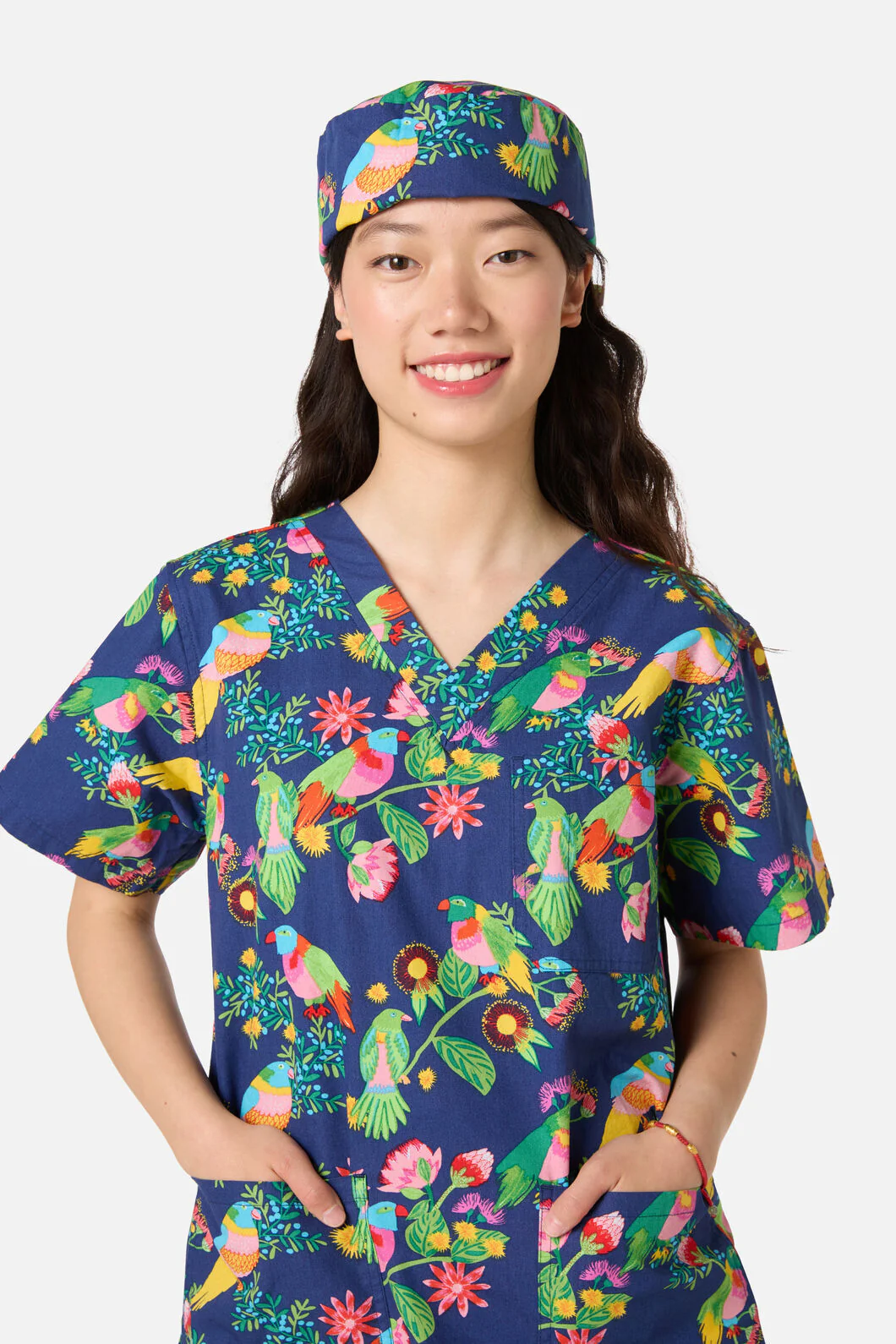 Party Parrots scrub hat