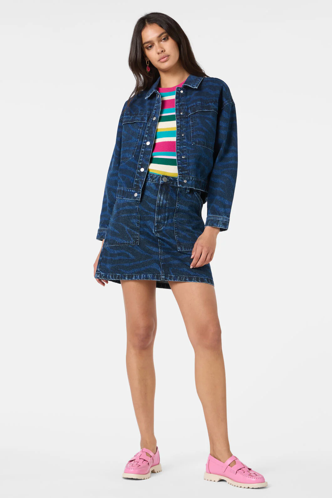 Racing Denim Mini Skirt - Image 4