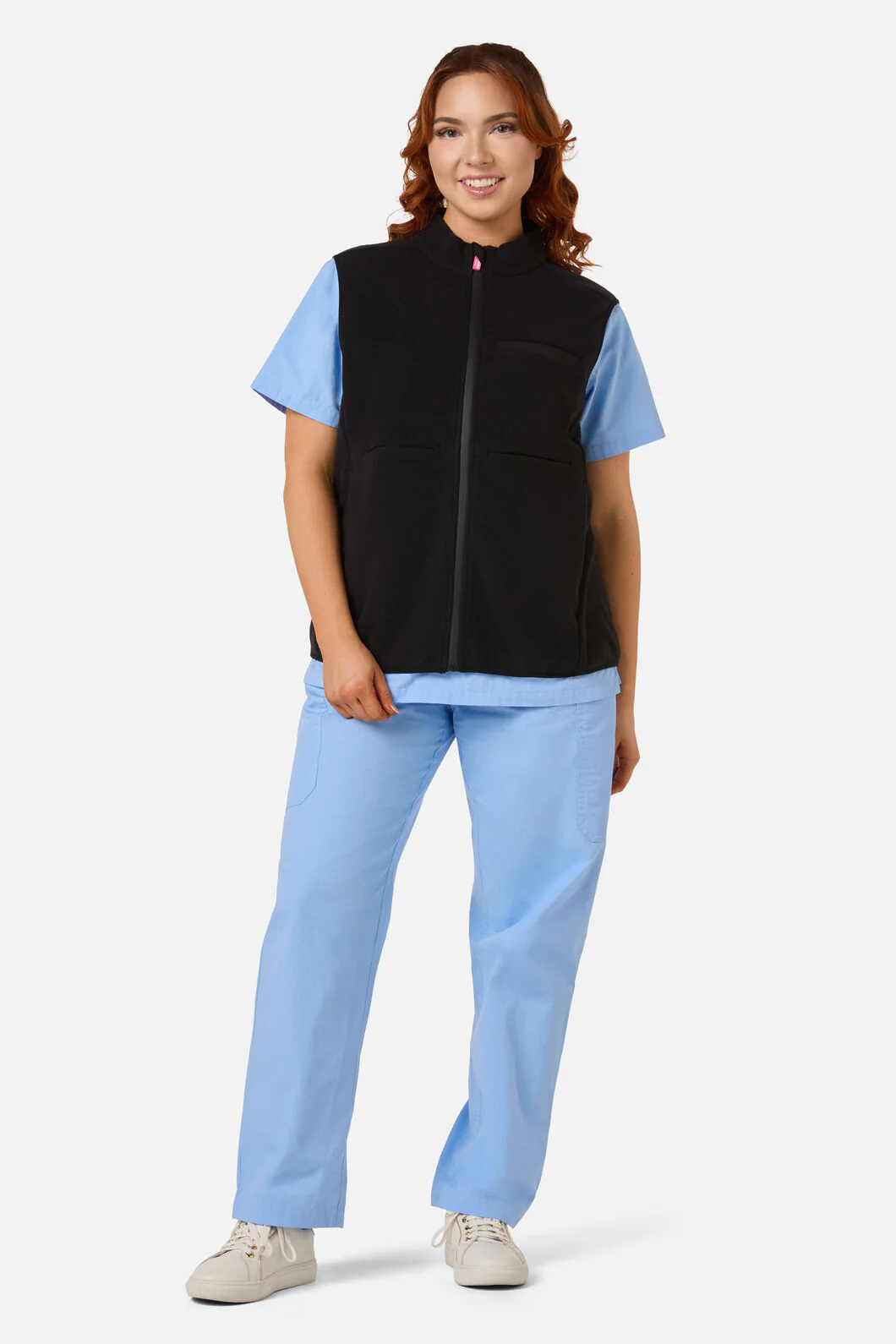 Black Polar Fleece Scrub Vest - Image 2
