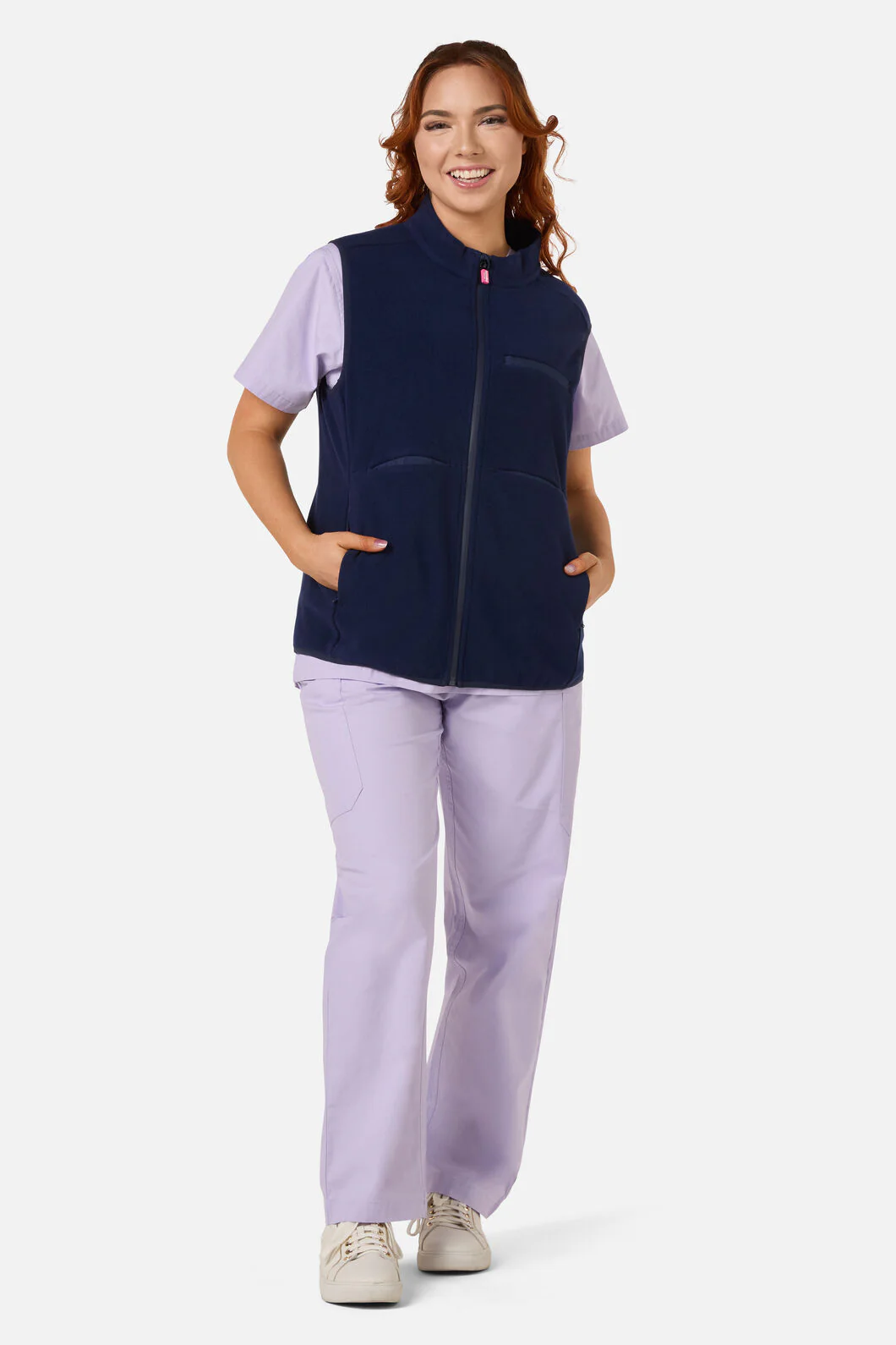 Navy Polar Fleece Scrub Vest - Image 2