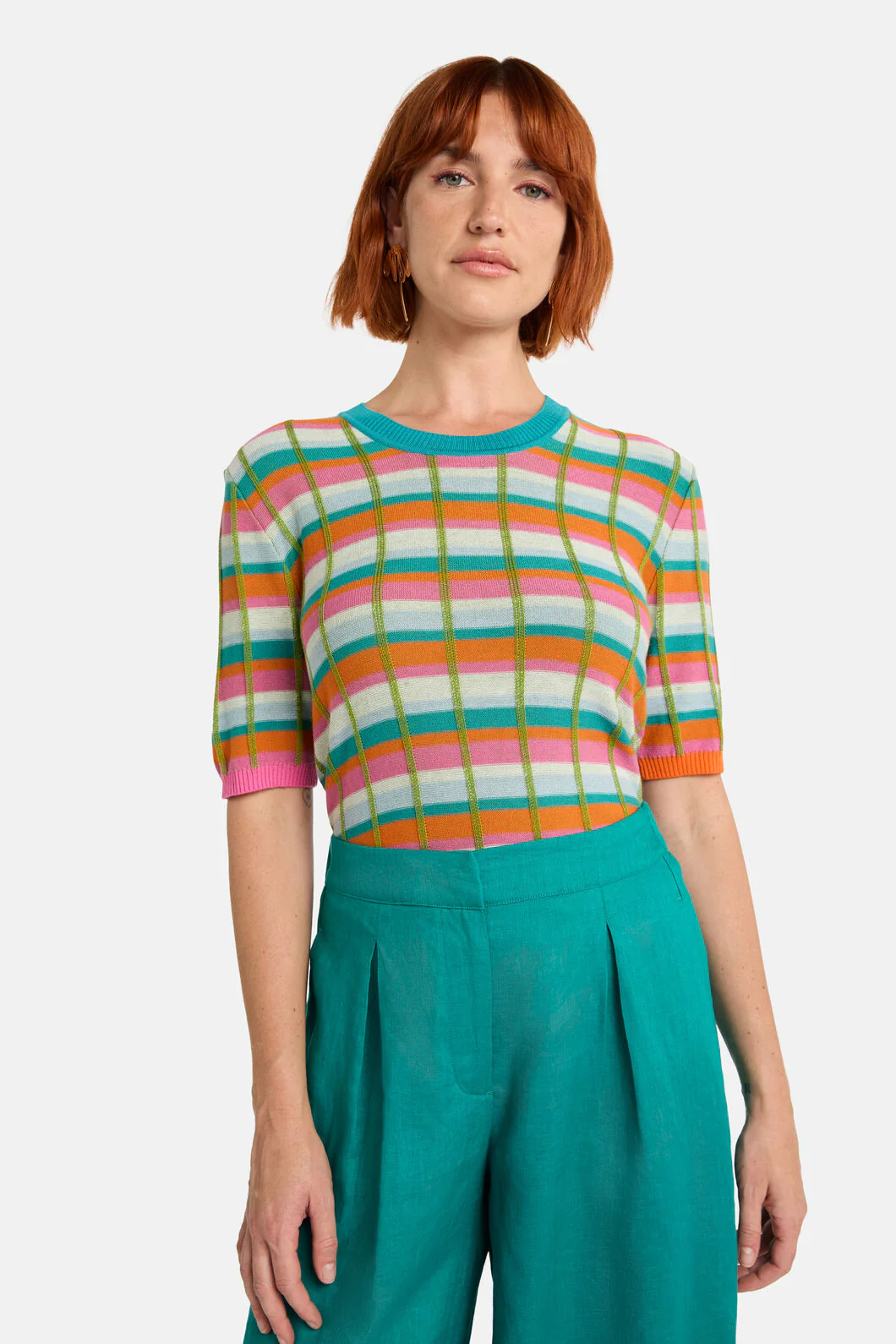 So Check Knit Top