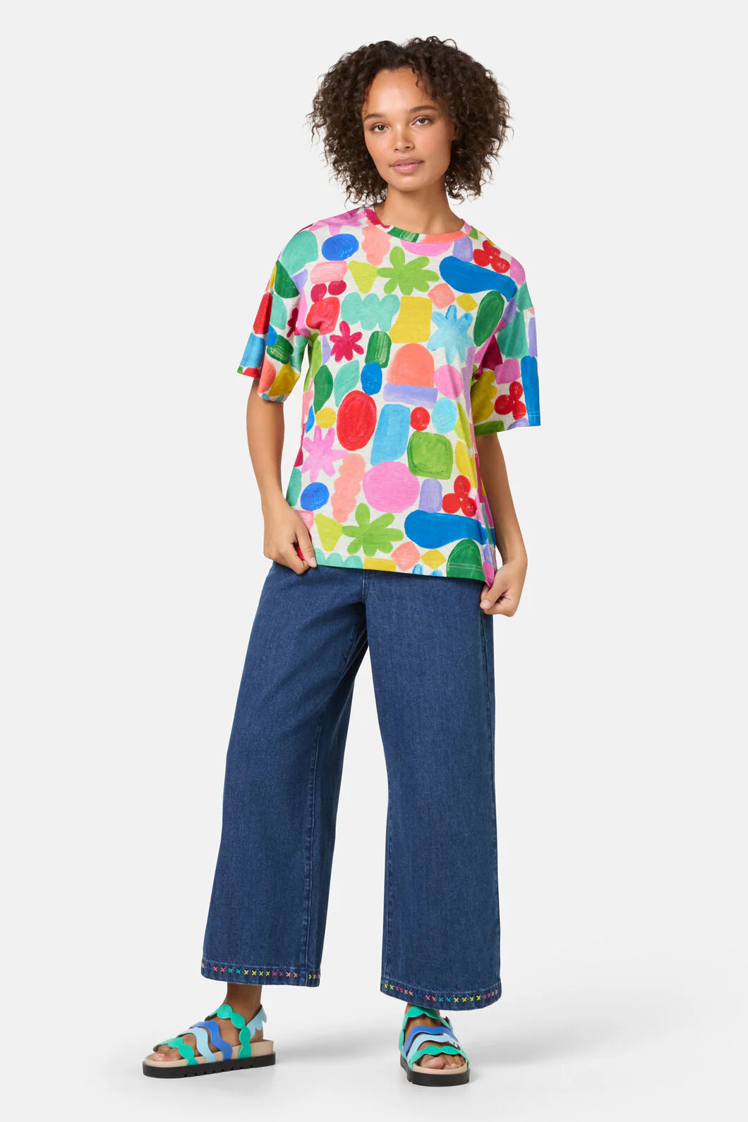 Stamp Your Feet Print Oversized Tee - Image 2