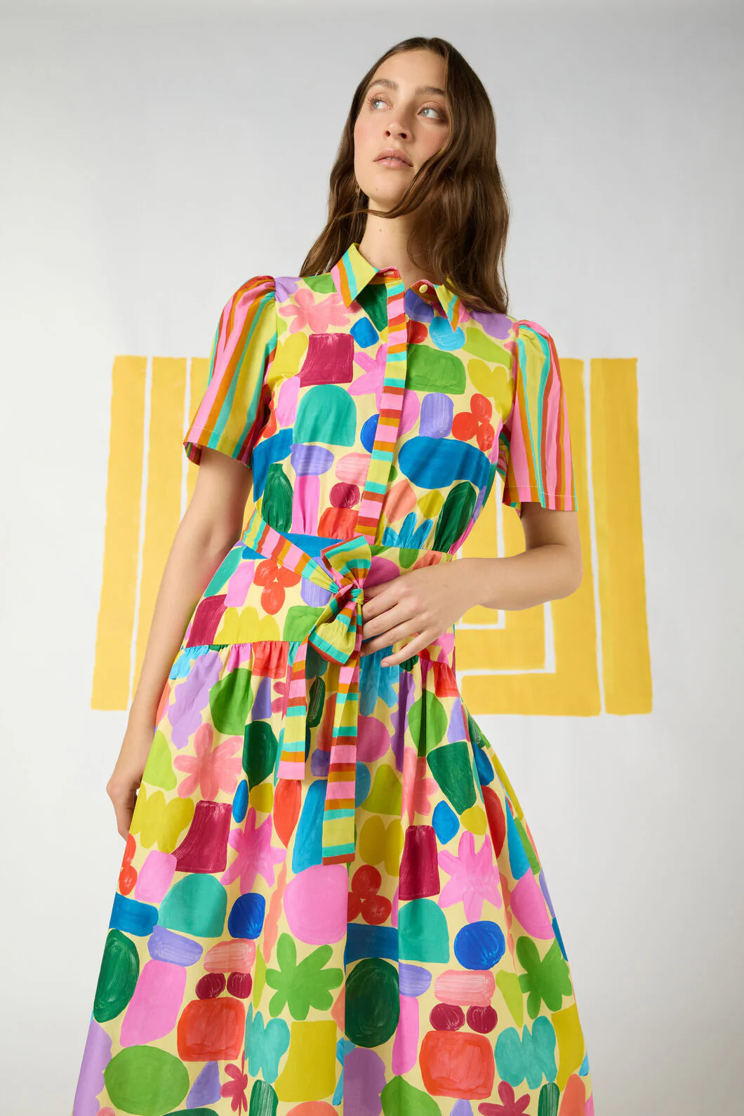 Stamp Your Feet Print Shirt Dress