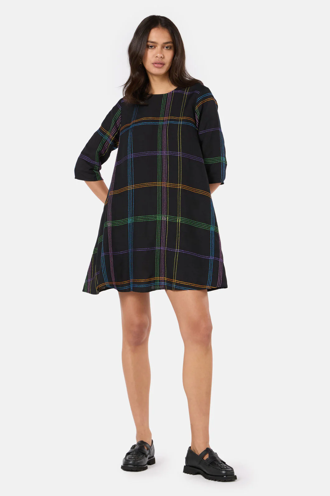 Stitched Check Swing Dress - Image 2
