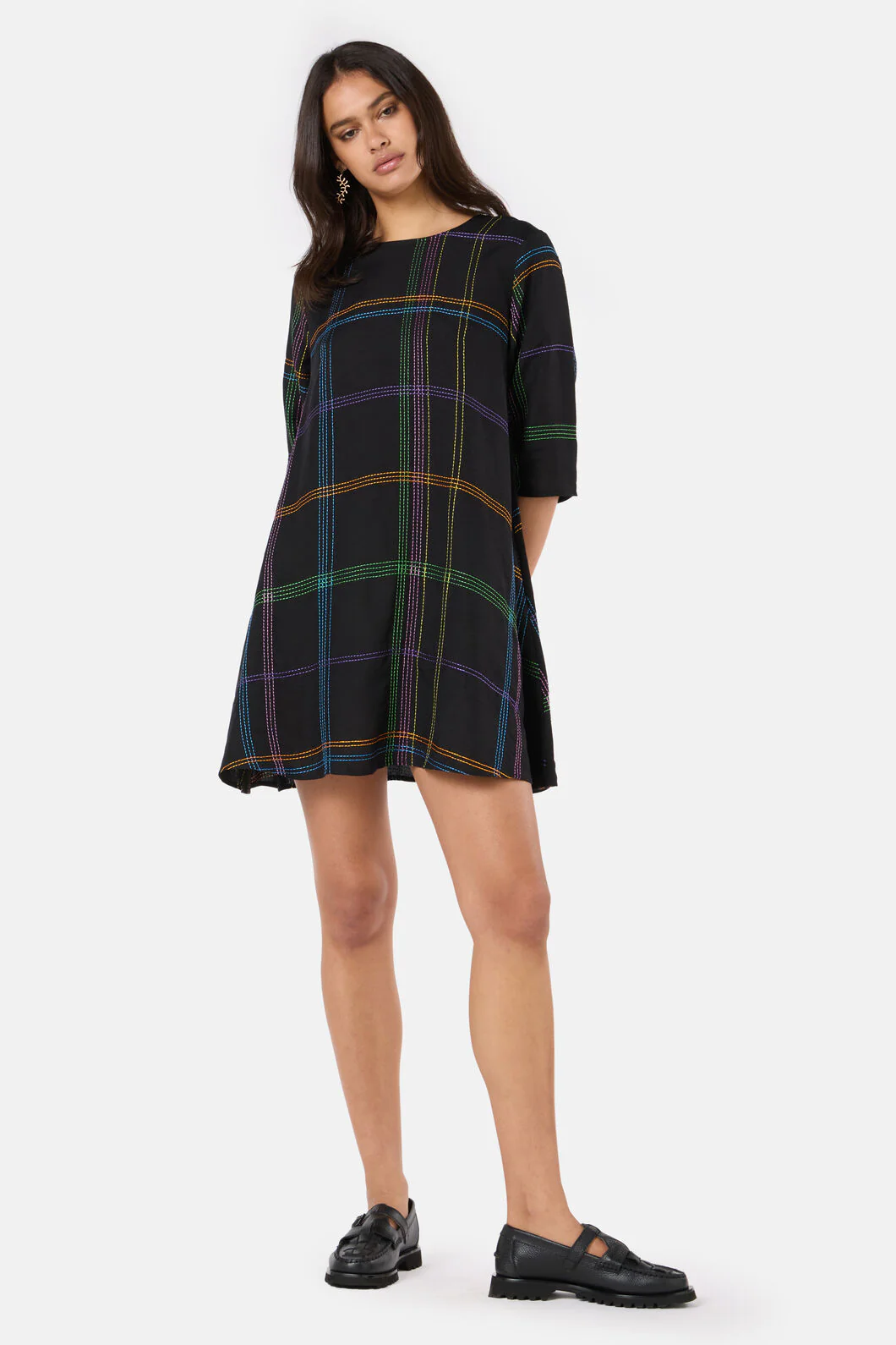 Stitched Check Swing Dress - Image 3