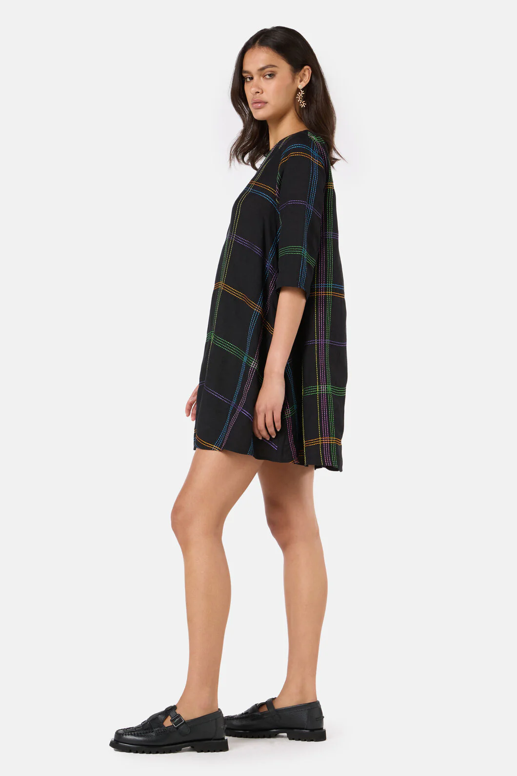 Stitched Check Swing Dress - Image 4