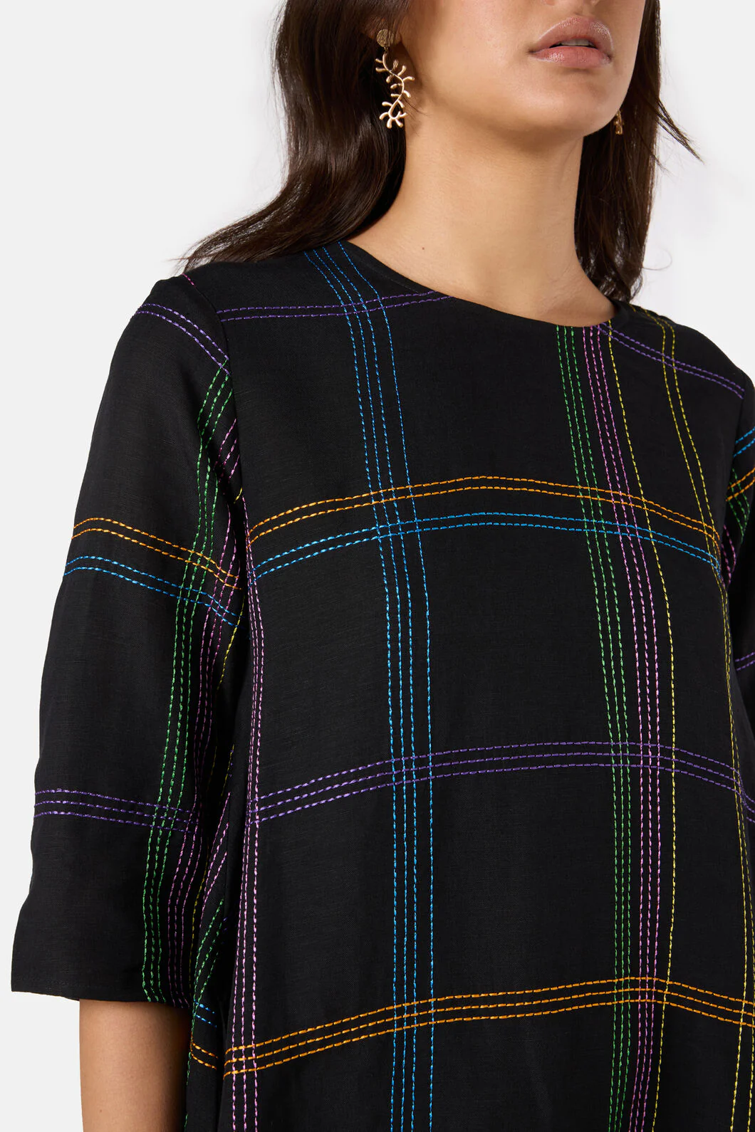 Stitched Check Swing Dress - Image 6