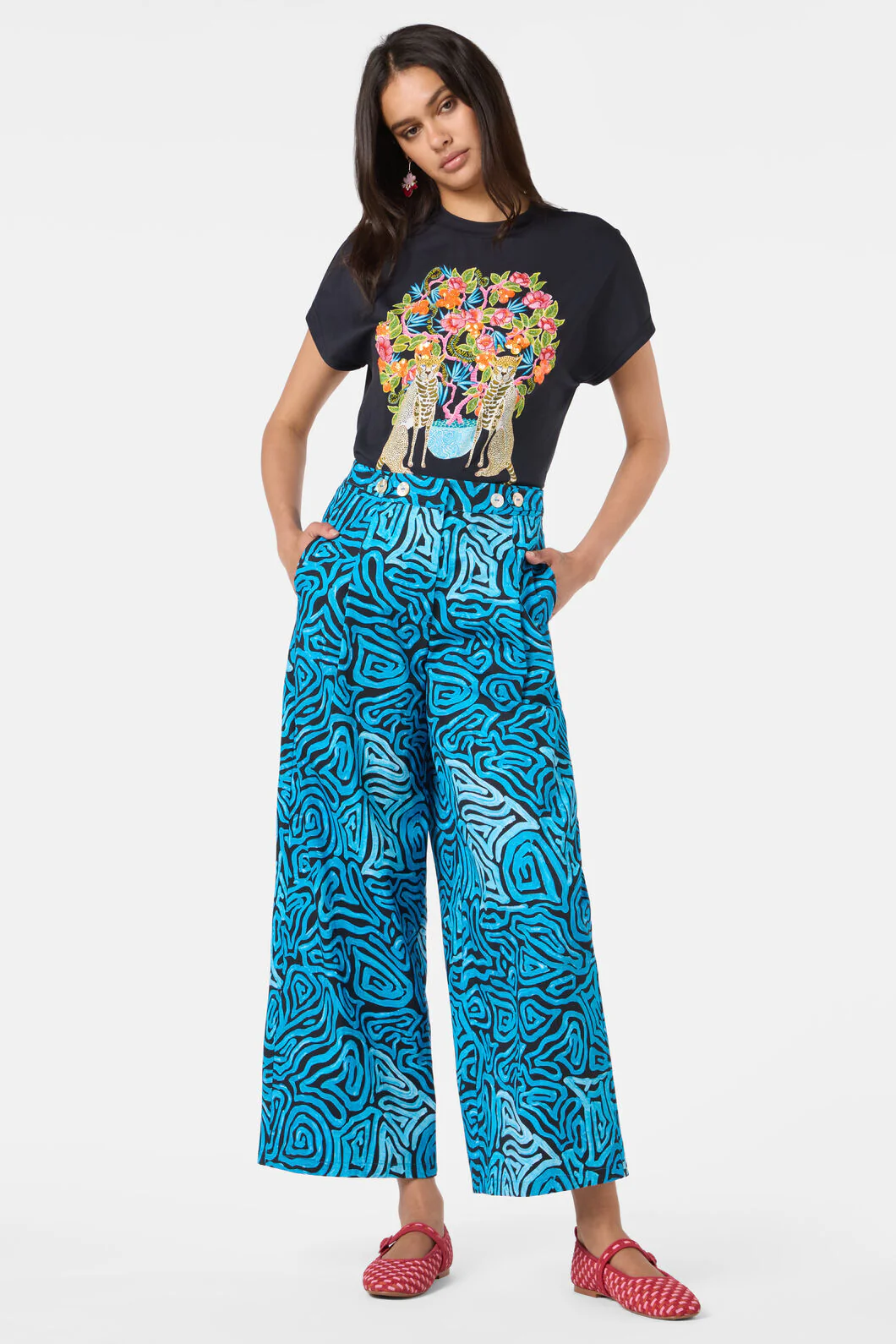 Swirl Print Wide Leg Pant