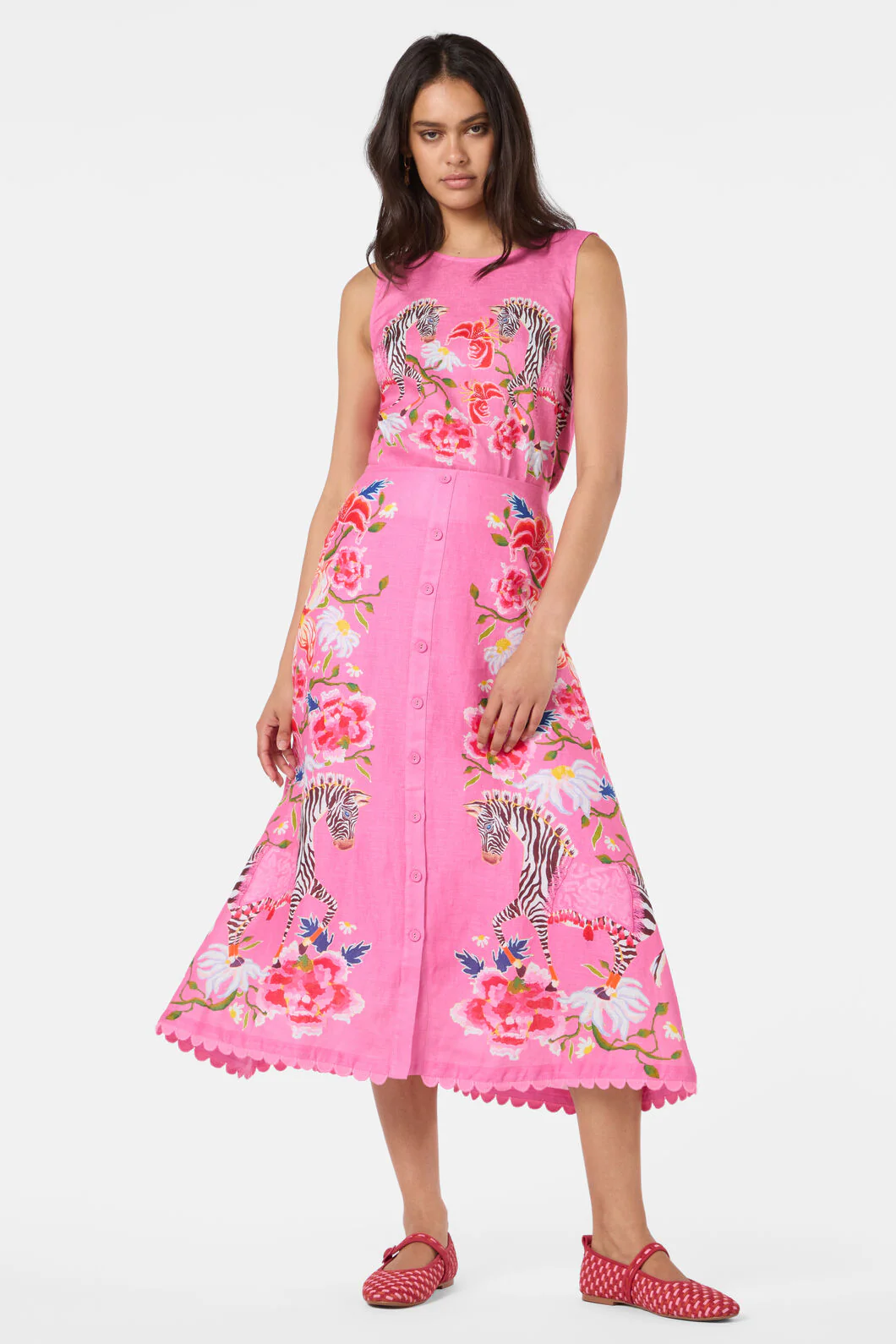 Zebra Linen Midi Skirt - Image 2