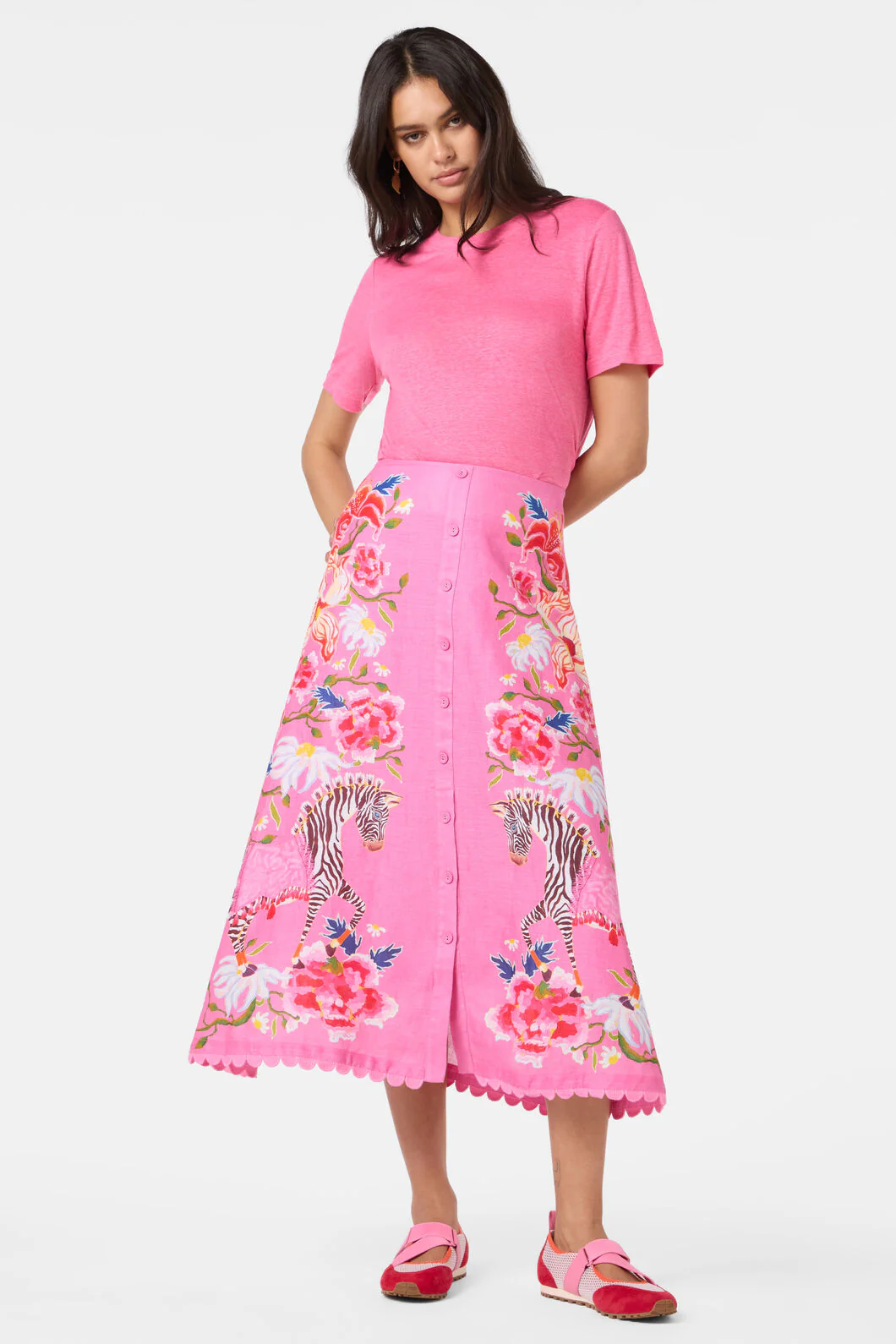 Zebra Linen Midi Skirt - Image 5